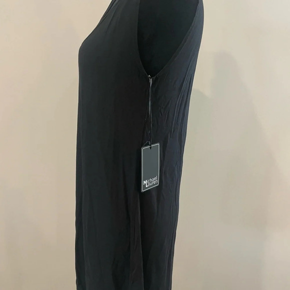 NWT Michael Lauren Small Black Soft Tank Dress with Cutout up Front - Picture 3 of 6